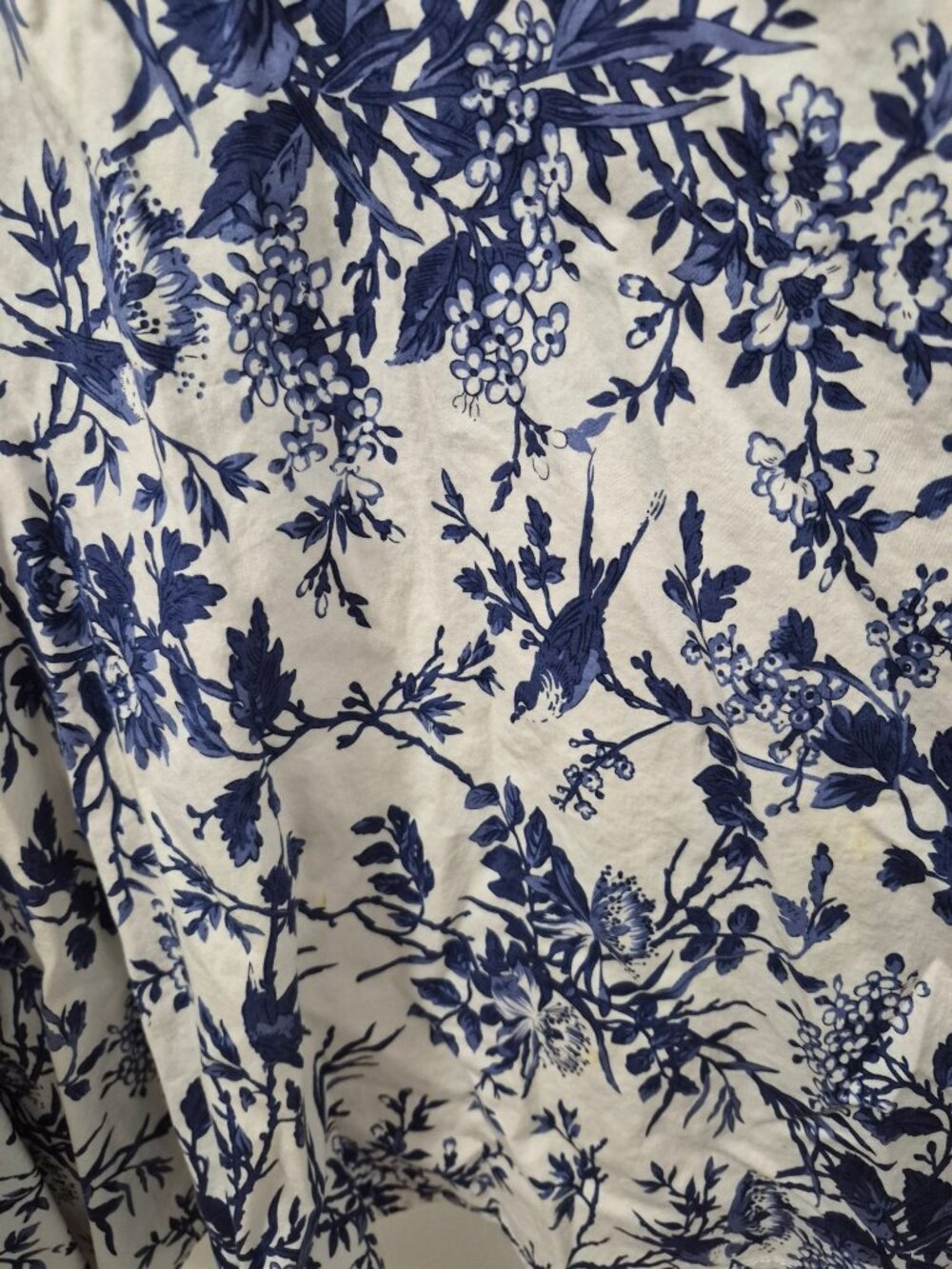 J. Peterman Blue & White Floral Bird A-Line Skirt Size 2 100% Cotton Lined - Picture 2 of 9